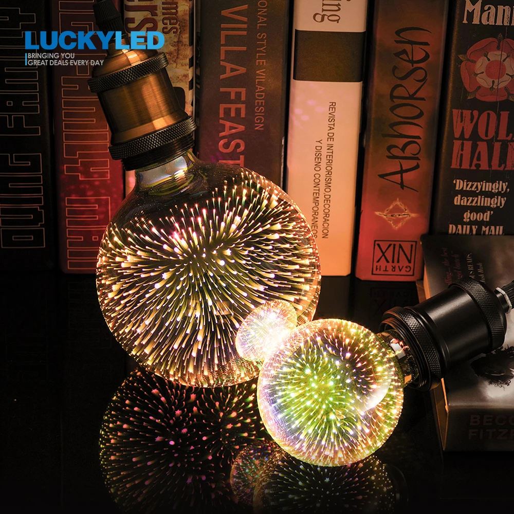 LUCKYLED светодиодный лампы E27 A60 ST64 G80 G95 G125 3D украшения лампы AC 90-265V Ретро светильник лампа праздничный светильник s, стилизованные под языки пламени Новинка