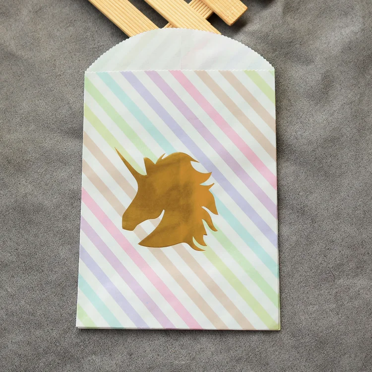 Cute Golden Unicorn Mermaid Paper Envelope Baby Baptism Birthday Party Flamingo Paper Bag Kraft Thank you Gift Envelope10pcs