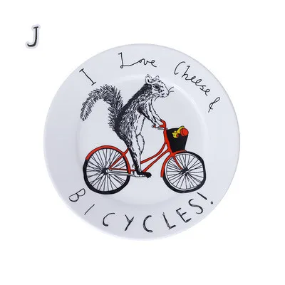 High quality Nordic cutlery cartoon breakfast cake snack dish creative western dish steak dish plate - Цвет: J