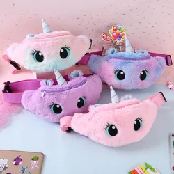 Riñonera de unicornio para niños, bolsa de pecho de dibujos animados, monedero de viaje, juguetes de peluche, cinturón de Color degradado, 2022