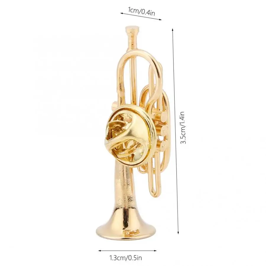 Cornet Badges Mini Unique Gold Plating Musical Trombone Instrument Brooch Gift Decoration with Box medal - Color: Cornet