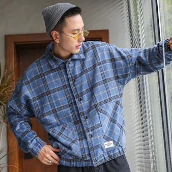

2020 Spring And Autumn New Youth Popular Woolen Plaid Shirt Fashion Casual Retro Wild Single-breasted Jacket Gray / Blue / Brown