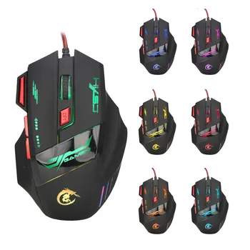 

Professional 7 Buttons 5500DPI Adjustable USB Optical Wired Gaming Mouse LED Light Ergonomic Mice For PC Laptop