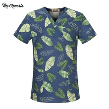 Лабораторное пальто, медицинская хирургическая форма, больничная униформа медсестры с v-образным вырезом, с принтом, для салона красоты, стоматолога, клиника, аптека, форма для домашних животных