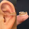 Boucles d'oreilles à Clip pour femmes et filles, 1 pièce, géométrie creuse arc-en-ciel, CZ, manchette, grimpeur, Cartilage, os, faux boucle d'oreille, Non Piercing