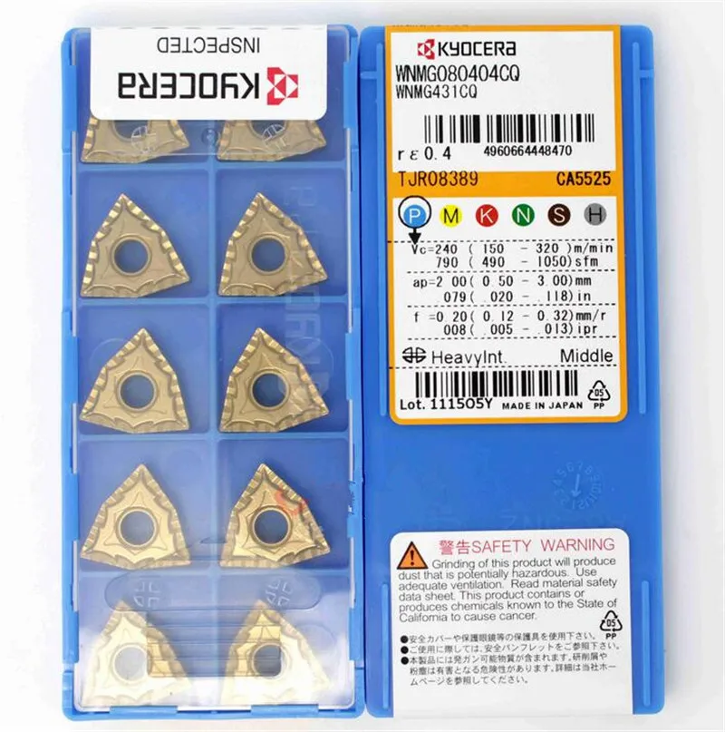 Kyocera WNMG WNMG080404 WNMG080412 WNMG080408 CQ CA5515 CA5525 CA510 CA525 обработка стали токарные станки инструменты твердосплавные вставки
