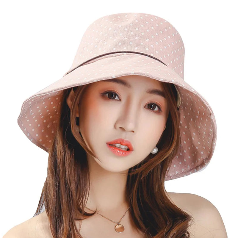 Light pink Складная женская шляпа, летний тренд, модная, анти-УФ, деревянная Пряжка, украшение, большие козырьки, шляпы от солнца для женщин, стиль, Пляжная Шляпа - Цвет: Light pink