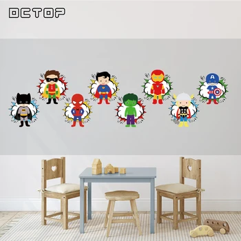 

8 Pcs Cartoon Superheros Sticker Wall Decals Waterproof Wallpaper Art Murals Home Decor Bedroom Vinyl for Boys Baby 15X109 Cm