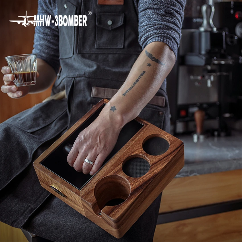 US $47.40 Walnut Wood Coffee Filter T er Holder Espresso T er Mat Stand Cafe Tools Knock Box Slag Box Coffee Accessories For Barista
