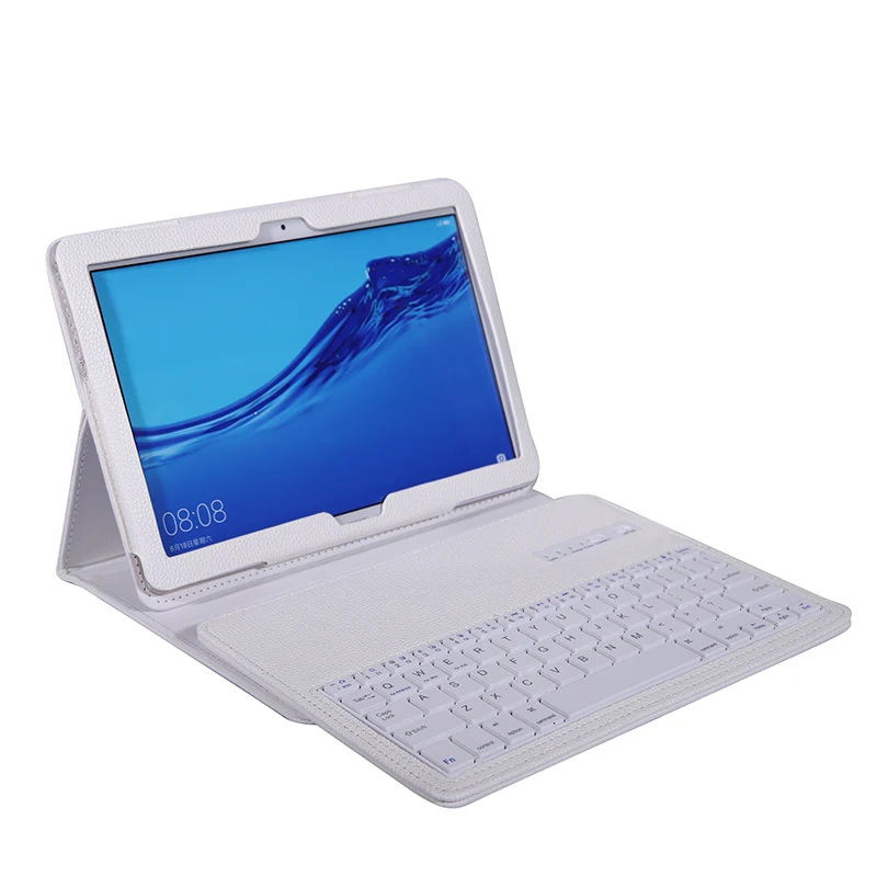 Роскошный кожаный чехол для huawei Mediapad T5 10 AGS2-L09/W09/L03 покрытие клавиатуры Bluetooth для huawei T5 10,1 ''чехол для планшета с подставкой - Цвет: White