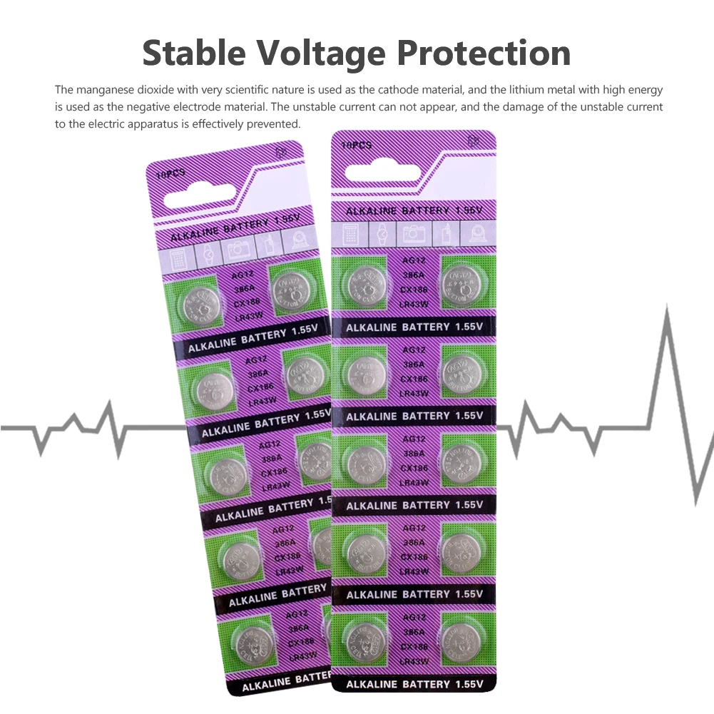 YCDC 20 штук 1,55 V AG12 AG 12 щелочные батарейки для часов SR43W SR43 SR1142 SB-B8 280-41 V386 D386 260 S1142E GP386 кнопка плоский круглый аккумулятор