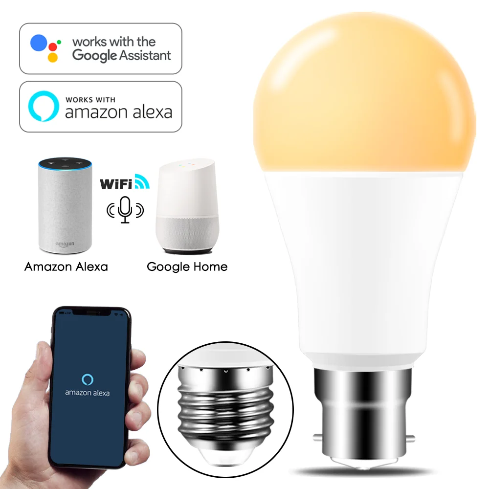 

Dimmable 15W E27 WiFi Smart Light Bulb LED Lamp App Operate Alexa Google Assistant Voice Control Wake up Smart Lamp Nightlight