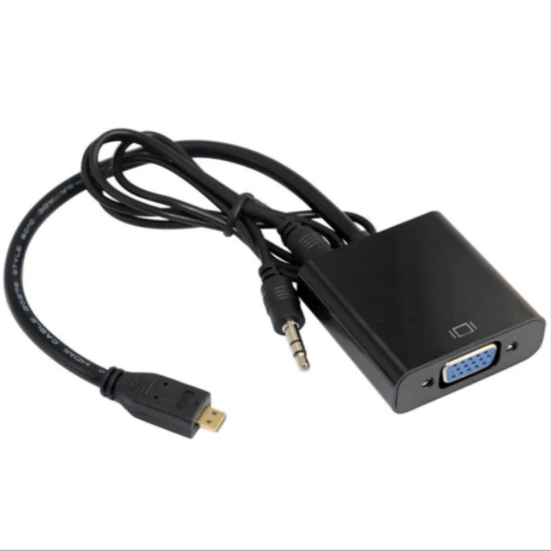 Адаптер Micro HDMI-совместимый с VGA Аудио преобразователь 1080P цифровой штырь-гнездо
