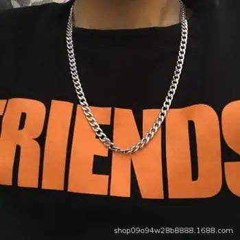 

Man Titanium Stainless Steel Necklace Fashion Man Unisex Funk Hiphop Choker Chunky Cool Chain Necklace