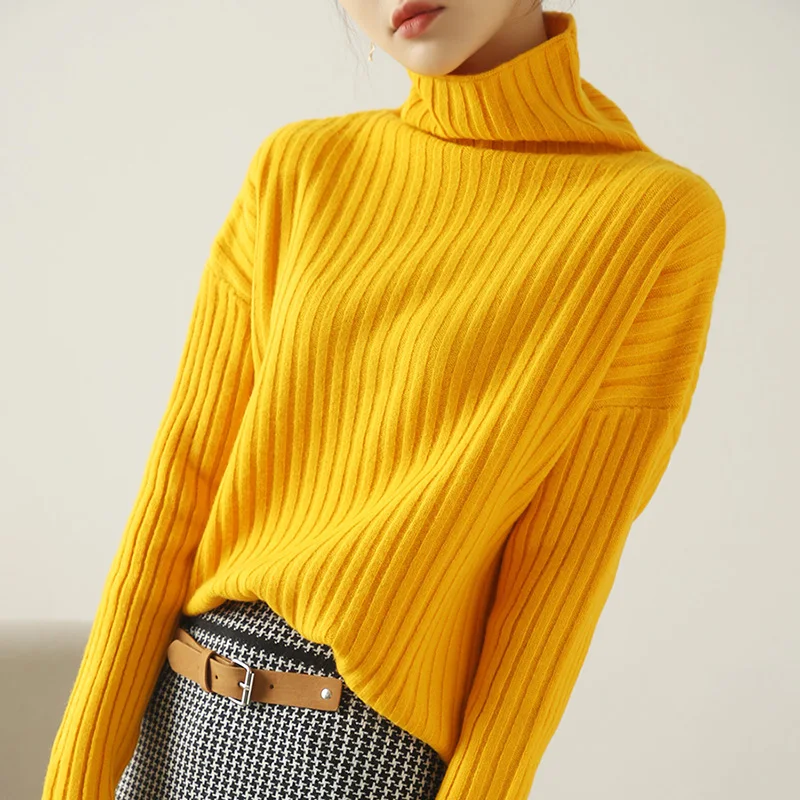 Best Price 20 100% wool sweater ladies turtleneck pullover knitted long sleeve women new high-end soft cashmere sweater new FRSEUCAG Brand
