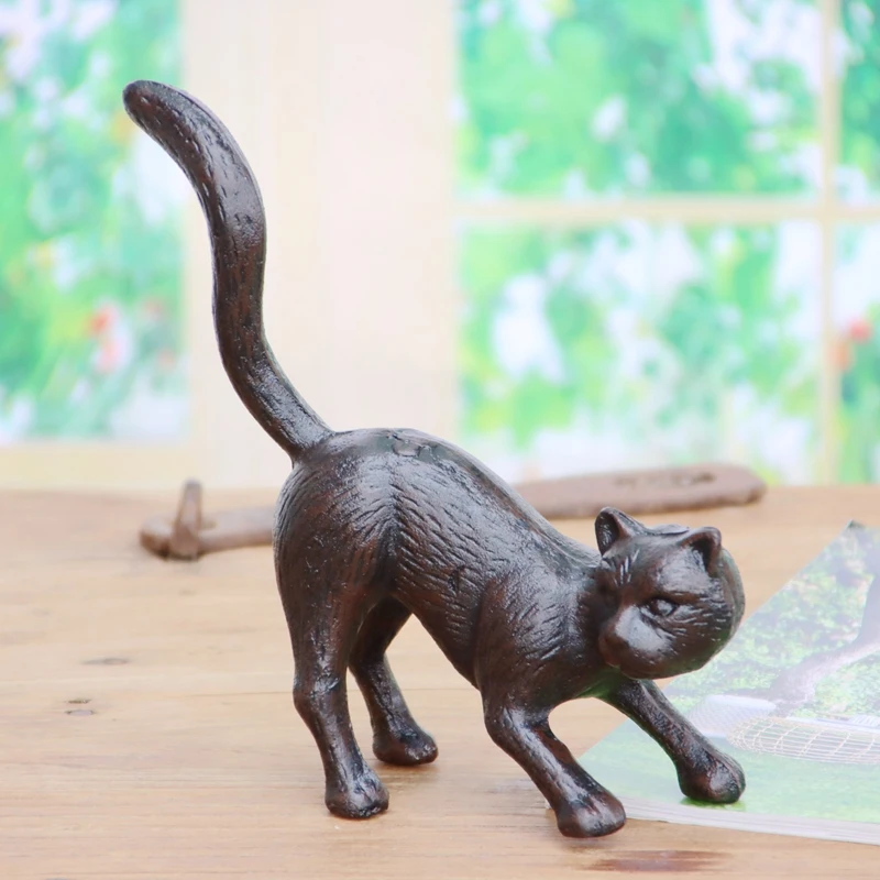 Antique Brown Small Cast Iron Cat Statues European Farm House Accents  Handmade Home Garden Tabletop Decor Metal Animal Figurines - AliExpress