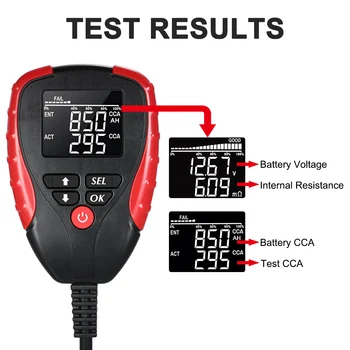 

12V Car Battery Tester with AH/CCA Mode Automotive Battery Load Tester and Analyzer of Battery Life Percentage Voltage CCA Value