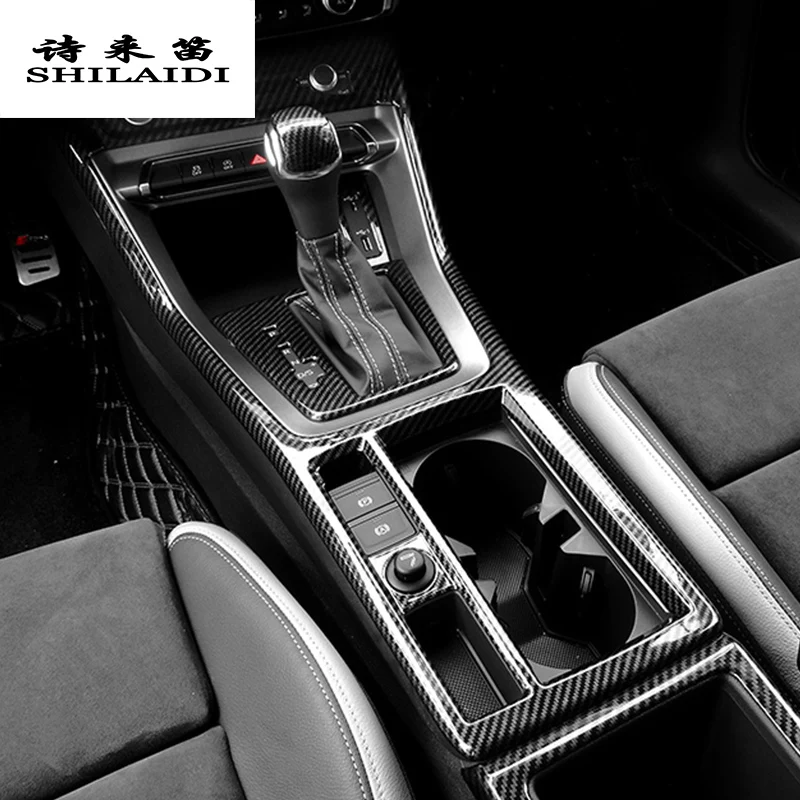 

Car Styling Carbon fiber Multimedia Handrest Center Console Gear Shift Panel Cover Sticker For Audi Q3 2019 Interior Accessories