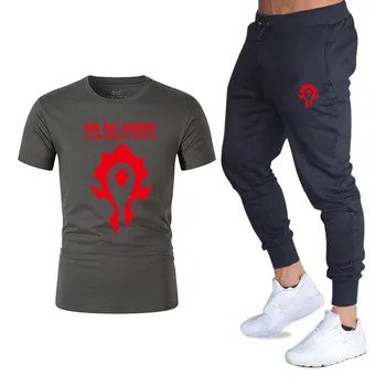 

summer men set top T-shirt sweatpants mens causal set 2 piece set outfits gym fitness t-shirt tracksuit male set streetwear
