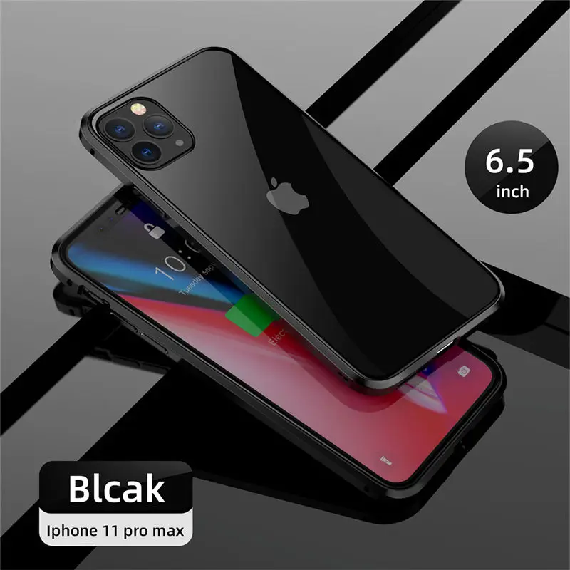 Магнитное закаленное стекло, металлический чехол для iPhone 11 Pro Max XR XS Max X XS 8 7 6 6S Plus, антишпионский чехол для iPhone 11 11 Pro