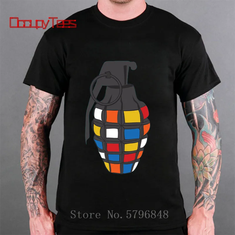 

peace Iraq O-Neck Hipster Cube Design Tshirts Mens Grenades T-Shirt Style Fashion White Tee Graffiti Army War Print T Shirt Men