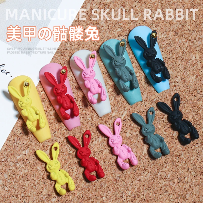 

2PCS/Pack Punk Rabbit Resin Nail Art Decorations Fashion Animal Accessories for Manicure DIY Design Skeleton Zombies Halloween