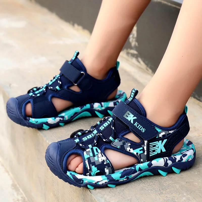 Boys Sandals Flats-Shoes Girls Camouflage-Cut-Outs Kids High-Quality Child Canvas Big