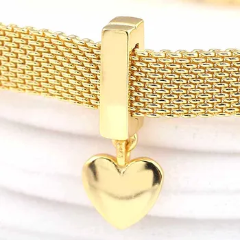 

Original Gold Color Shine Reflexions Floating Heart Clip Pendant Bead Fit 925 Sterling Silver Charm Bracelet Diy Jewelry