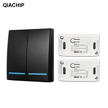 Qiachip 433 mhz sem fio rf controle remoto interruptor de luz ac 110v 220v 1ch relé receptor painel parede quarto interruptor da lâmpada do teto