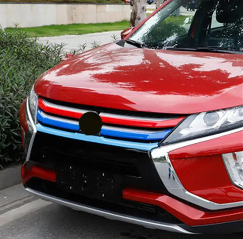 Автомобиль ABS трехцветный сетчатый ремешок Передняя решетка Вокруг отделки гоночные решетки отделка для Mitsubishi Eclipse Cross автомобильный Стайлинг