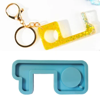 

1 Pc Crystal Epoxy Resin Mold Hook Touch Keychain Door Opener Silicone Mould DIY Crafts Necklace Jewelry Making Tools