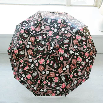 

Retro Flowers Print Umbrella Folding Windproof Sun Protection for Outdoor Travel DEC889