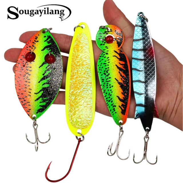 US $3.49 Sougayilang Spinner Spoon Bait Blue Ice Hard Metal Artificial Lure for Fishing Tackle Trout Sea Fak