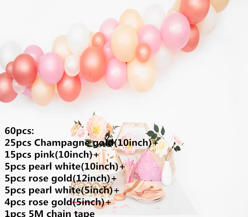 set 5 60 шт. шар гирлянда Серебро Хром, серый белый оранжевый шар украшения фон для свадьбы детский душ Свадебные вечерние украшения - Color: set 5