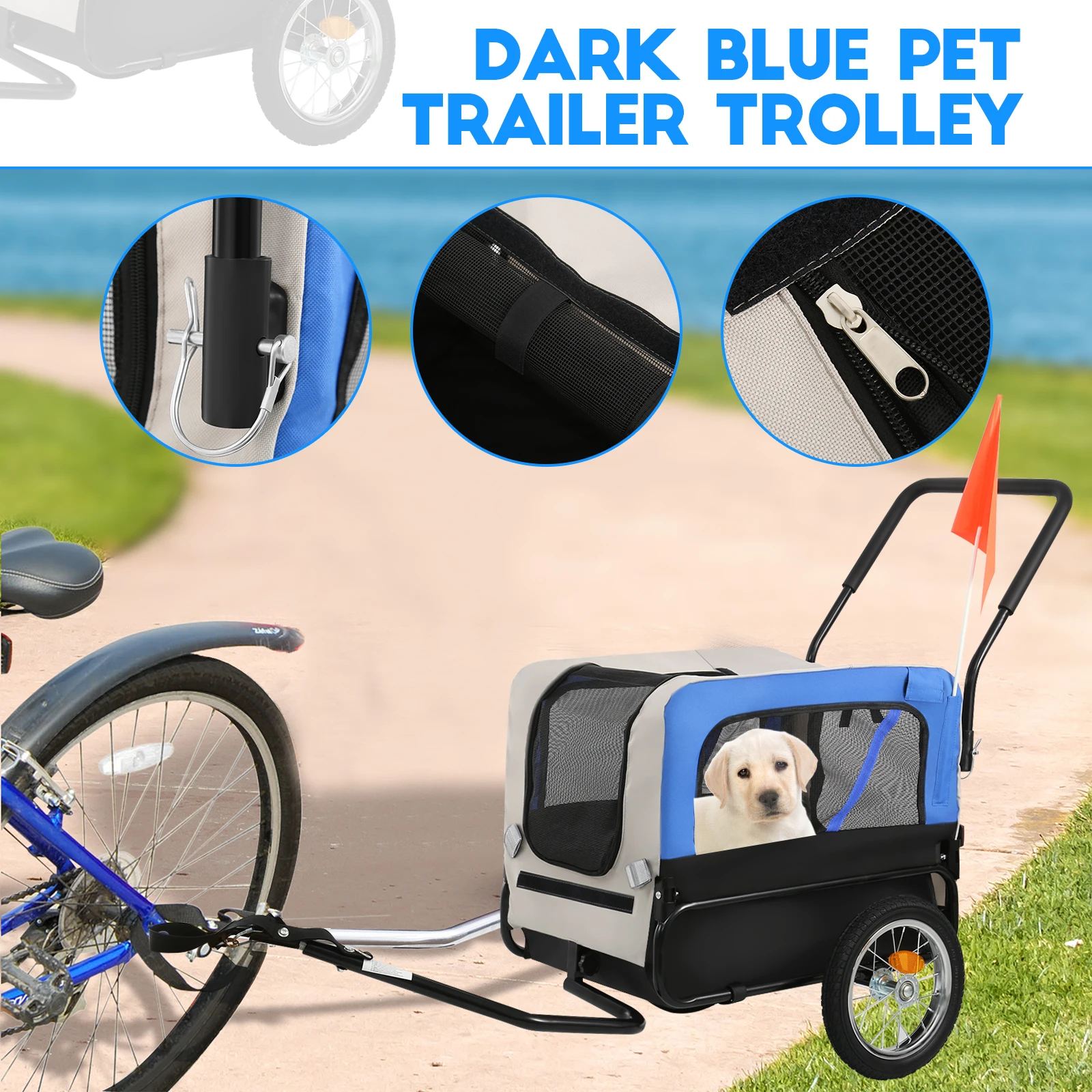 Yonntech 2 in 1 Convertible Wheels Bike Pet Dog Trailer Jogging Stroller Cargo Trolley Push Carts Storage Cart | Дом и сад