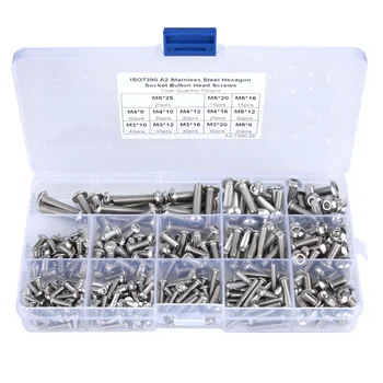 

330Pcs M3/M4/M5 Pan Head Hex Socket Screw Set Stainless Steel Button Head Screws Combination Assortment Kit