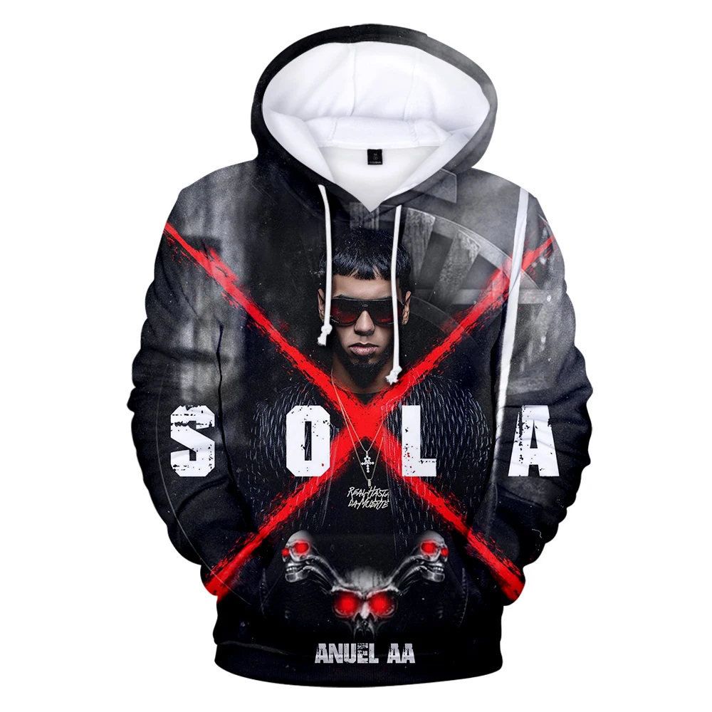 Anuel AA толстовки 3D толстовки Горячая Распродажа Harajuku одежда с длинным рукавом Anuel AA толстовки размера плюс для мужчин Уличная одежда