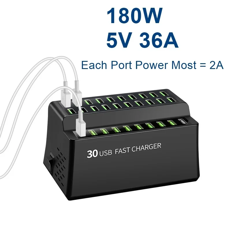 180 Вт Мульти USB зарядное устройство 30 портов Usb быстрое зарядное устройство для Iphone X 8 11 быстрая зарядная станция для samsung S10 huawei mate 30 pro