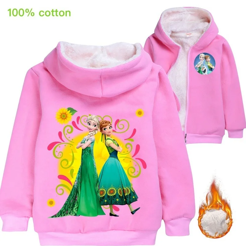 Disney Эльзы из мультфильма "Холодное сердце" для девочек, толстовка с капюшоном для девочек, теплая кофта для Костюмы детские толстовки с капюшоном, одежда для девочек хлопковый костюм Рождественская верхняя одежда