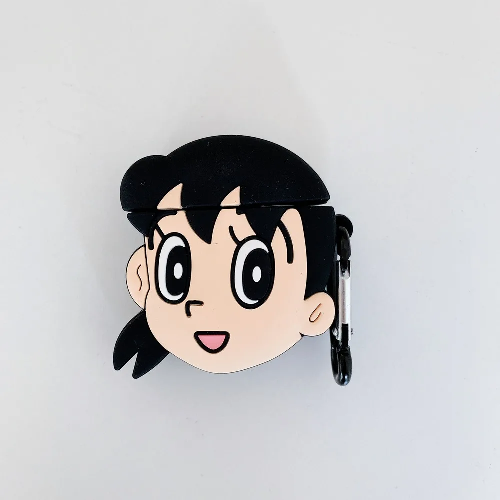 Shizuka 3D мультфильм Рик и Морти чехол для наушников s для AirPods 1 2 Bluetooth гарнитура зарядная Коробка Чехол для наушников силиконовый чехол с крючком - Цвет: Shizuka