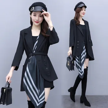 

Small Suit Coat Female 2020 Spring and Autumn New Style Short-height Korean-style British Casual Slimming Joint Black and White