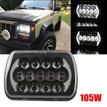 

1 pc 105W 5X7 7X6 inch Rectangular Sealed Beam LED Headlight With DRL for Jeep Wrangler YJ Cherokee XJ H6014 H6052 H6054 LED