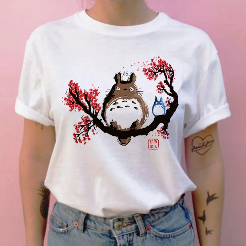 Totoro/женская футболка с рисунком из мультфильма «Унесенные призраками Тоторо», Новая графическая женская футболка с изображением японского ульцзанга, одежда, футболка, топы, футболки tumblr - Цвет: 774