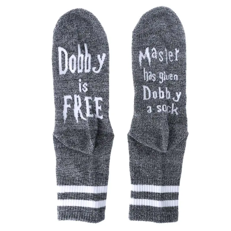 Women Men Unisex Thicken Long/Short Ankle Socks Cotton Knitted Funny Letters Sewn On Sole Contrast Color Striped Winter Warmer