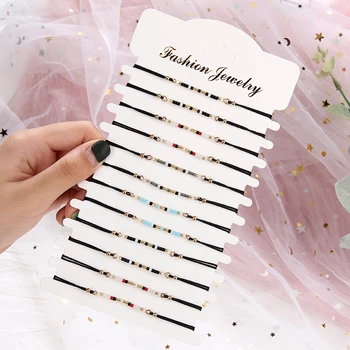 

12pcs/set Bohemia Colorful Beads Crystal Bracelets for Women Beads Adjustable Braided Bangles Ethnic Fashion Jewelry Gifts