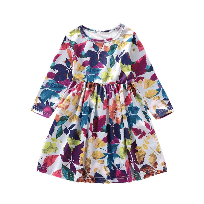 Детское платье для девочек от 1 до 7 лет платья с длинными рукавами для малышей летняя детская одежда хлопковое платье принцессы для девочек детские топы, костюмы - Цвет: 309454 flower
