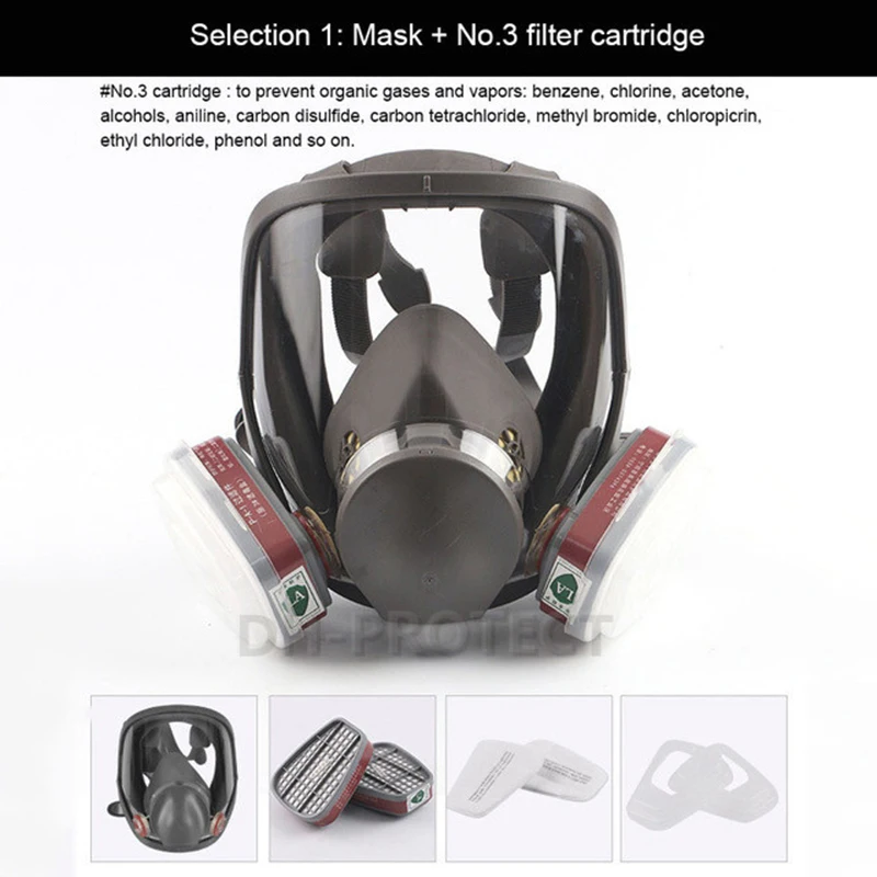 Anti-Fog 6800 Full Face Respirator Gas Mask Industrial Painting Spraying Respirator Safety Work Filter Formaldehyde Protection