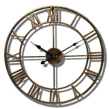 Relojes de pared con aguja de números romanos para interior y exterior, adorno colgante nórdico de Metal, silencioso y preciso, decoración redonda para el hogar