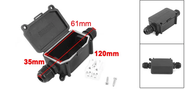 Black 70.5x47x31mm Uxcell водонепроницаемый внутренний, наружный кабель втулка электрическая распределительная коробка с клеммной полосой DIY Защита питания корпус - Цвет: Black 70.5x47x31mm