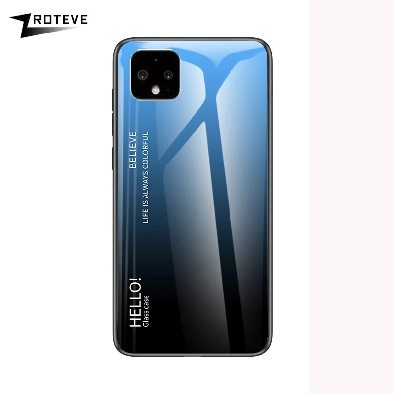 Синий ZROTEVE чехол для Google Pixel 4 XL чехол стеклянная задняя крышка для Google Pixel 4 чехол силиконовый закаленное стекло задняя крышка Pixel 4 XL - Цвет: Синий
